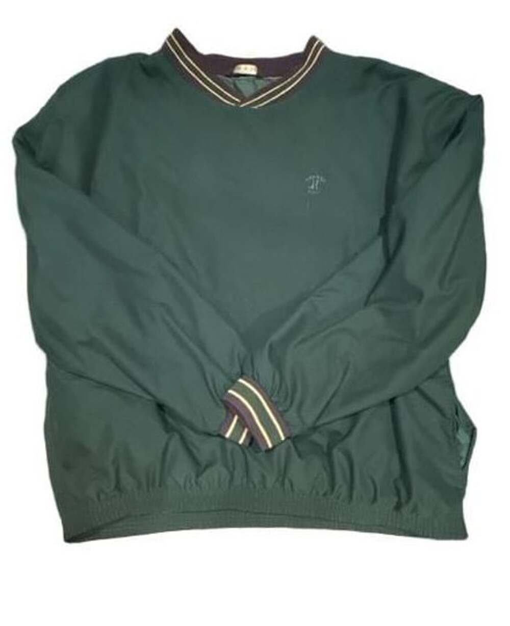 Haggar Golf Pullover Jacket Size L Green Nylon Windbreaker